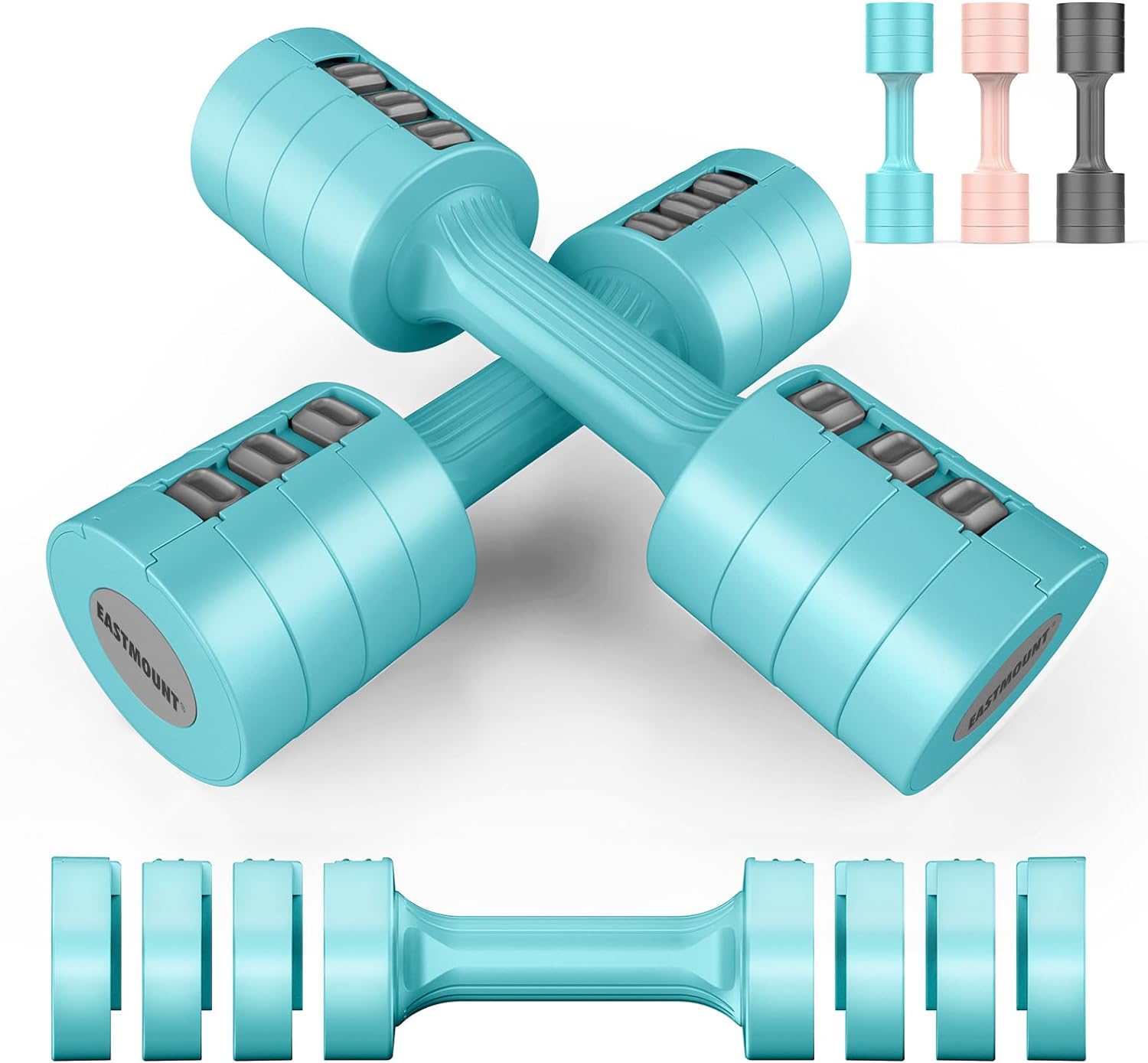 Adjustable Hand Dumbbell for Women 5lb Dumbbells Set of 2, 4 in 1 Small Dumbbell Set Each 2lb 3lb 4lb 5lb Free Weights